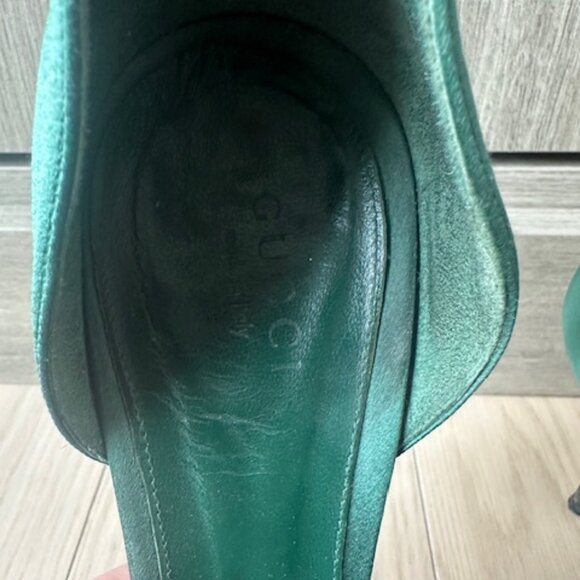 Gucci Silk Satin Green Mules- Size 37.5 - Picture 8 of 8